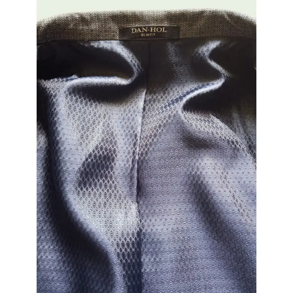 Dan-Hol Slim Fit Gray 2 Piece Suit Mens L 34x30 One Button Career Wedding